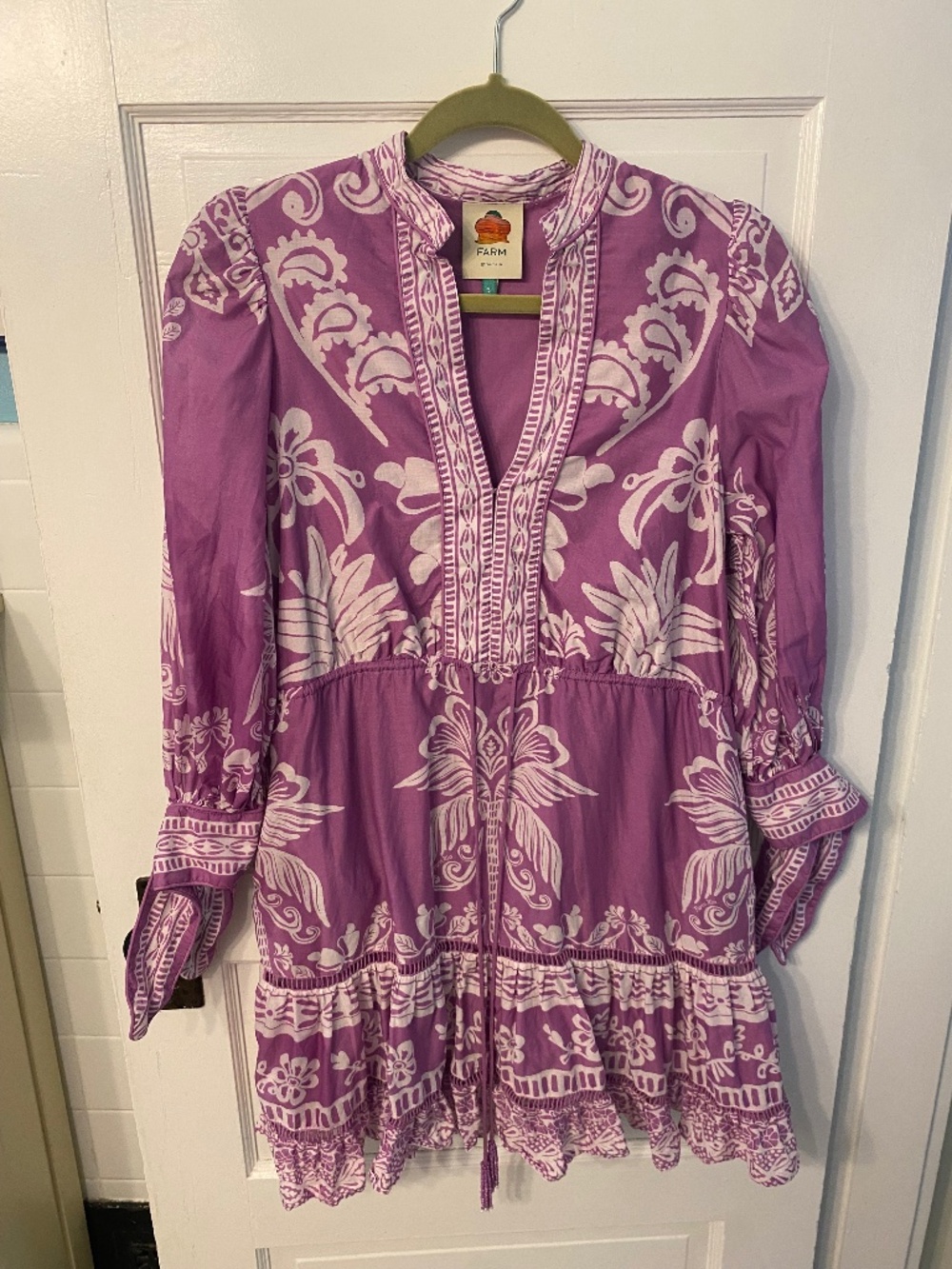 FARM Rio Lilac and Cream Floral Long Sleeve Dress - Picture 2 of 3